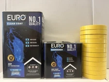 2K Euro 2:1 HS Clear Coat 54% High Solids FAST Hardener Air Dry 7.5 Liter Kit UV