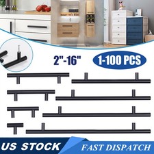 Matte Black Kitchen Cabinet Handles Stainless Steel Drawer Pulls T Bar Knobs
