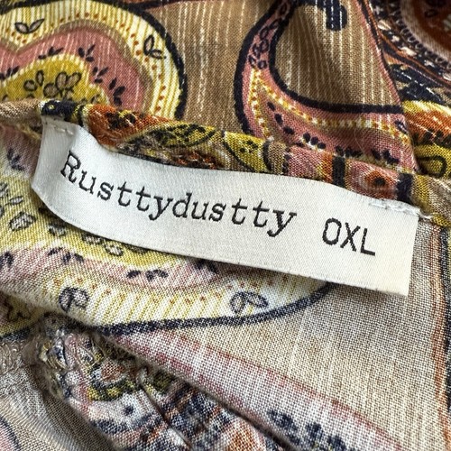 Rusttydustty Dress Sz 0XL Long Sleeve Paisley Bohemian Vertical Lace Insert - Picture 6 of 16