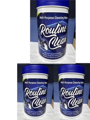 3 NEW ROUTINE CLEAN MULTI PURPOSE CLEANING WIPES 160 EACH INDUSTRIAL STRENGTH