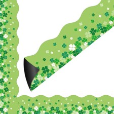 24Pcs St. Patrick's Day Shamrock Classroom Bulletin Board Border Spring White Gr