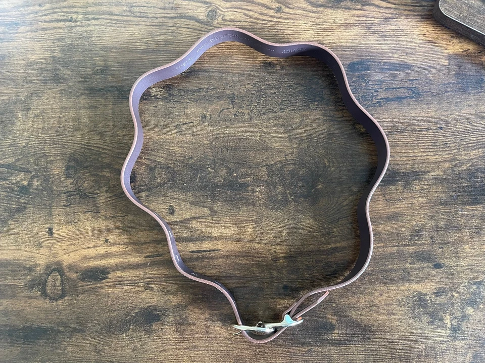 Cinturón halógeno para mujer de cuero genuino marrón y tostado dorado hebilla circular talla S Foto 2 de 4