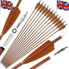 12X 30" Carbon Arrows SP500 4" Turkey Feather Archery Recurve Bow Hunting Target
