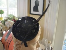 STUNNING JENDI BLACK JEWELLED VELVET FASCINATOR WITH FEATHERS