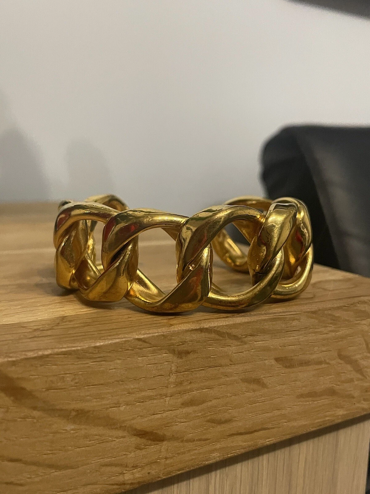 Bracelet Machette Grosse Maille Chaîne Chanel 1991. Vintage. Doré.