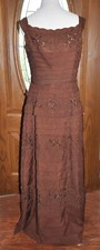 Vintage Coli Couture Cinnamon Beaded Shutter Pleat Evening Gown Mother of Bride