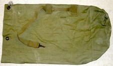 Vintage Korean War Era (1953) US Army Canvas Green Duffle Bag With Lock & Key