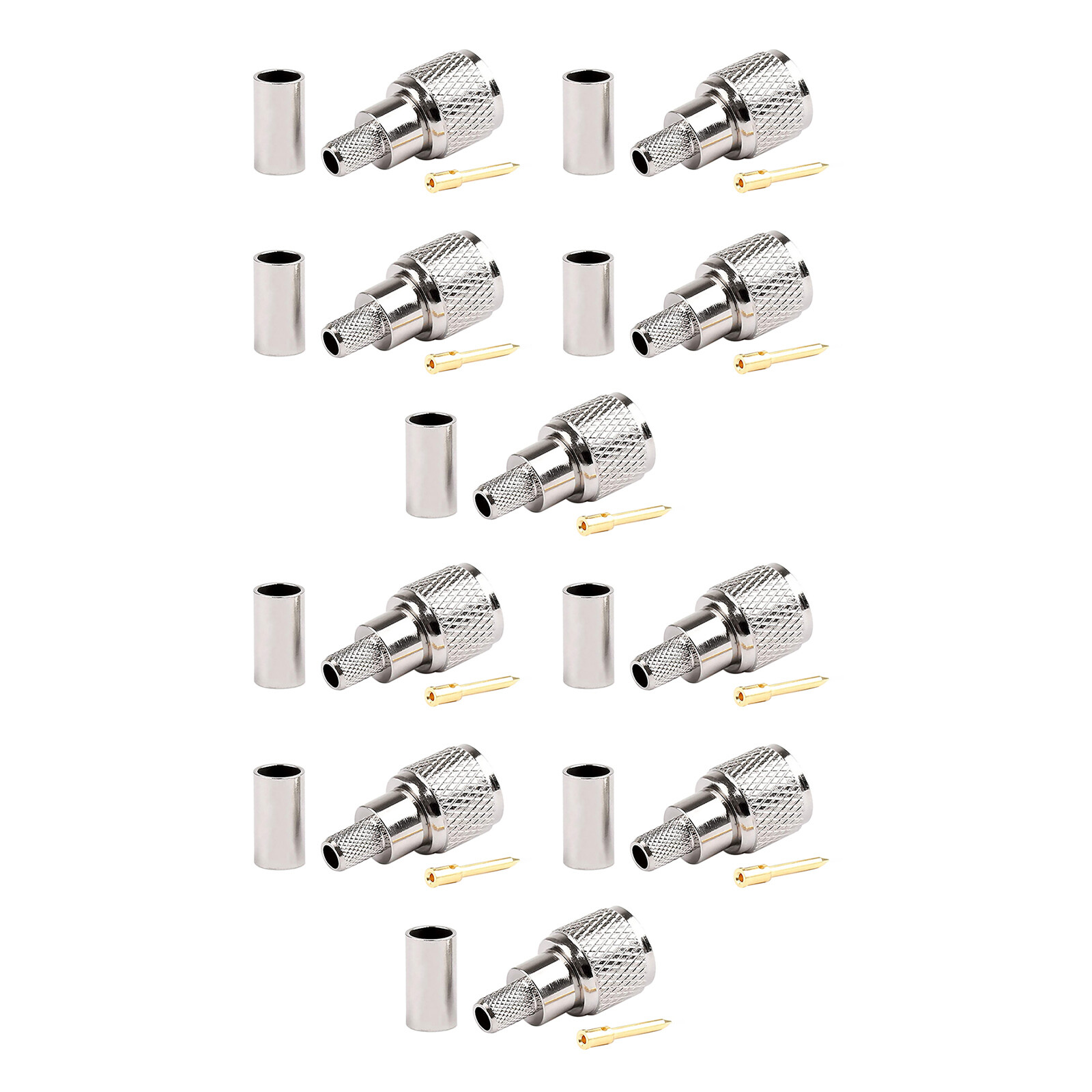 10x Mini-UHF Male Crimps Connector For RG-58/U Cable Radio Antenna Adapter