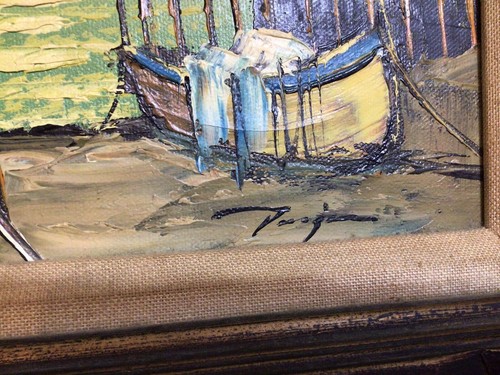 Van Gores Latina Beach Oil Painting Signed Framed - Picture 3 of 7