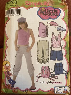 Simplicity 5228 Muster - Cargos, Top, Shorts, Mütze, Rucksack ungeschnitten FF GRÖSSE 8-16 Jahre