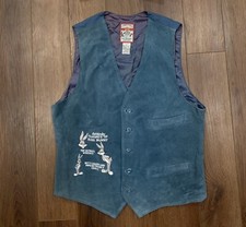 Vintage Warner Bros Looney Tunes Bugs Bunny Vest Blue Velvet Men's Size Medium