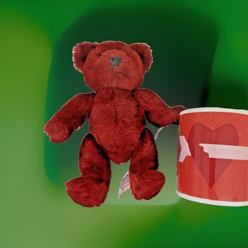 Vintage Russ Berrie "Arrow Thru Heart Cup & Plush Berry Teddy Bear" Set of 2 - Picture 11 of 11