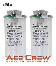 2x Dual Motor Run Capacitor CBB65 30uF MFD 450VAC for HVAC - AceCrew -UL-