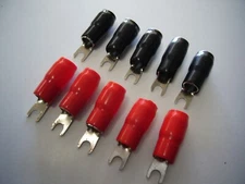4 Gauge Spade Fork Terminal 10 Pack Insulated 5/16 connector 4 AWG