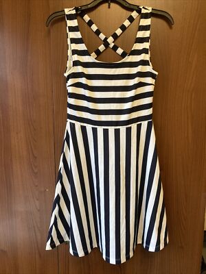 h&m blue white striped dress XS Boden Women's Irene Linen TagNew|26SNEW color:BLUE - NAVY MULTI Womens H