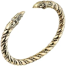Viking Bracelet Mens Odin's Raven Heads Ragnar Arm Ring Norse Torc Jewelry Pagan