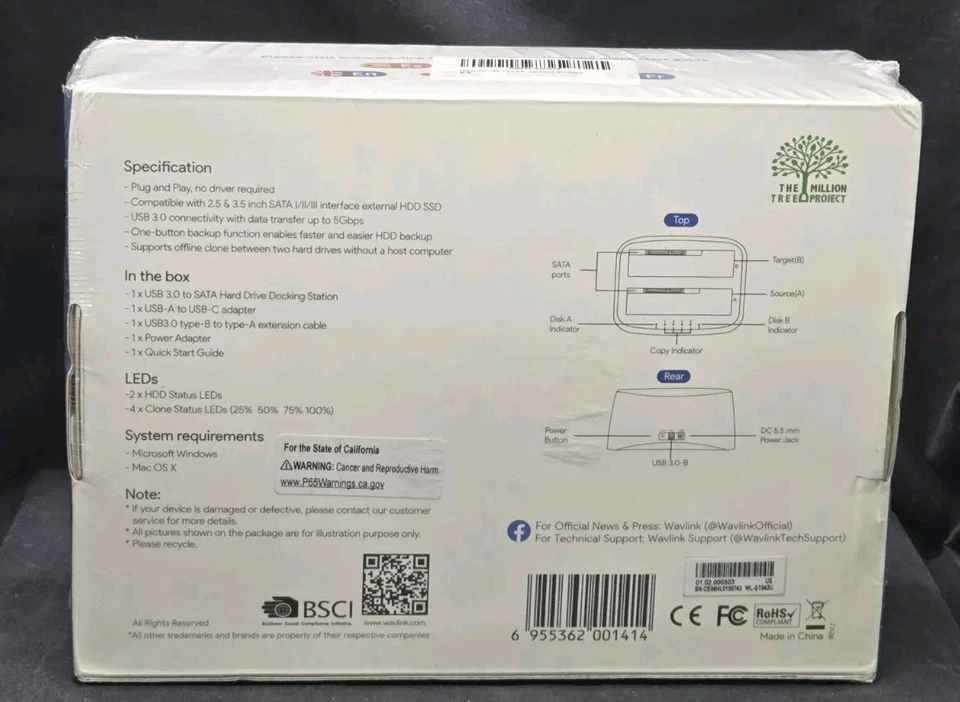 NEW WAVLINK USB 3.0 DUAL BAY DOCKING STATION - 2.5 & 3.5 HDD SSD - WL-ST342U - Image 4 of 4