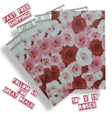 uPaknShip 10x13 Pink  Red Roses Designer Poly Mailers - Shipping Envelopes