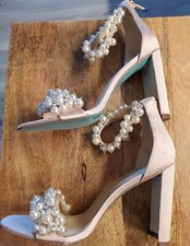 Betsey Johnson Heels Beaded Pearls Size 8.5 New without Box 4" Heel So Beautiful