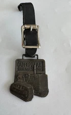 VINTAGE CATERPILLAR POCKET WATCH FOB BULL DOZER CALIFORNIA LEATHER STRAPS