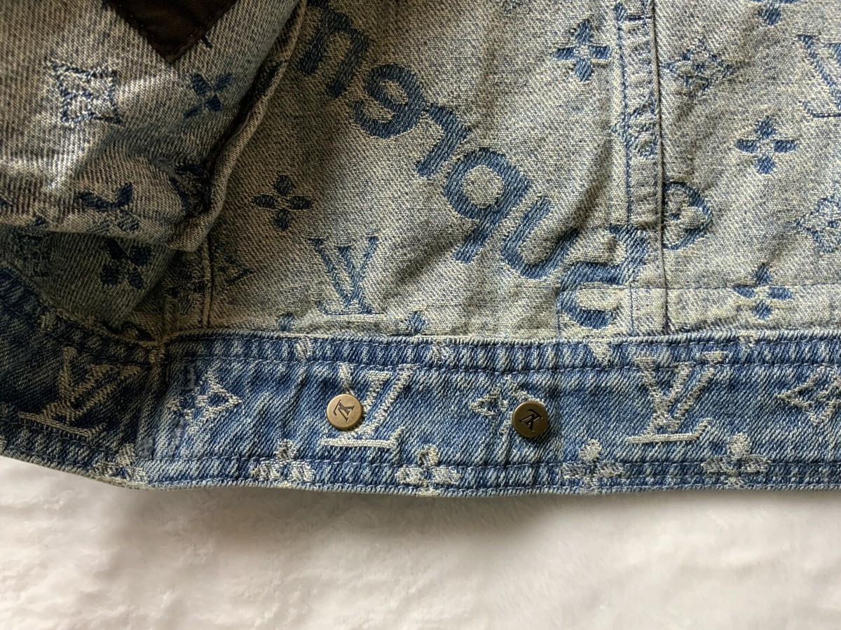 リボノ　LOUISVUITTON×supreme デニムジャケット Supreme x Louis Vuitton Jacquard Denim Trucker Jacket Blue