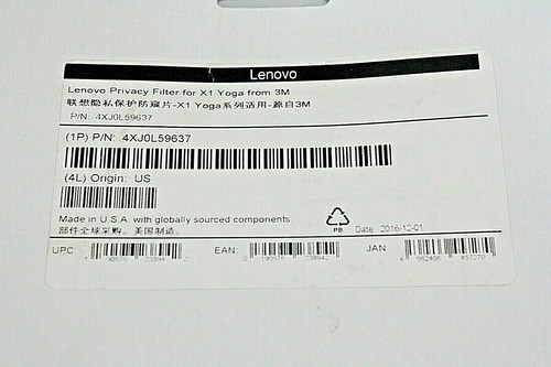 (NEW) Lenovo 4XJ0L59637 Privacy Filter For X1 Yoga Provides Privacy Protection - Picture 2 of 4
