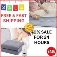 New Full Size Electric King Blanket Heated Sherpa Twin Bed Fleece Heat EU Plug