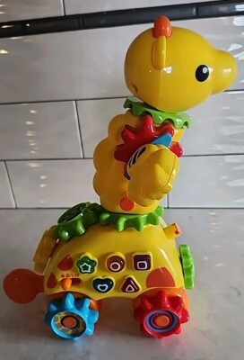 Vtg V-Tech 1991 Rare ''Gear Up & Go'' Giraffe Musical Toy Works 12'' Light Up EUC 