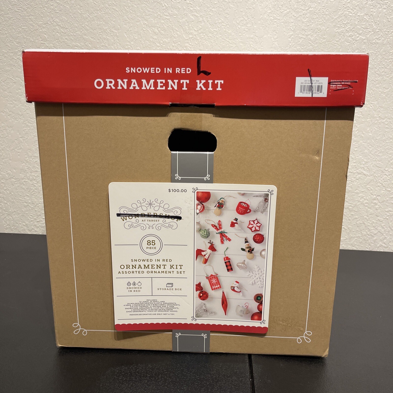 Snowed in Red Assorted Christmas Ornament Set 85 (81) Piece