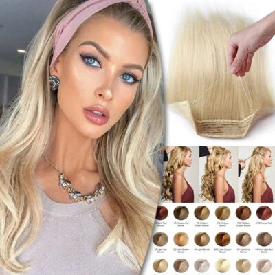 100% Remy Echthaar Stirnband Wire In Extensions Haarverlängerung Hidden Haarteil - Bild 1 von 4