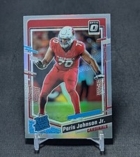 Paris Johnson Jr Silver Prizm Holo Rated Rookie RC 2023 Optic Card 205 Cardinals. rookie card picture