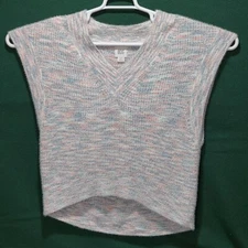 BDG Women's Small sleeveless loose sweater crochet fuzzy knit colorful sweater