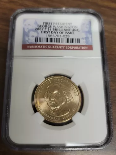 2007 P  Presidential Dollar - NGC BU - George Washington - First Day of Issue
