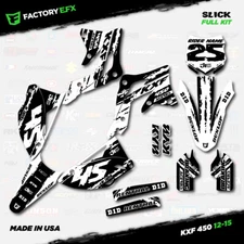 Black & White Slick Racing Graphics Kit fits 12-15 Kawasaki Kxf450 KX450F  Decal