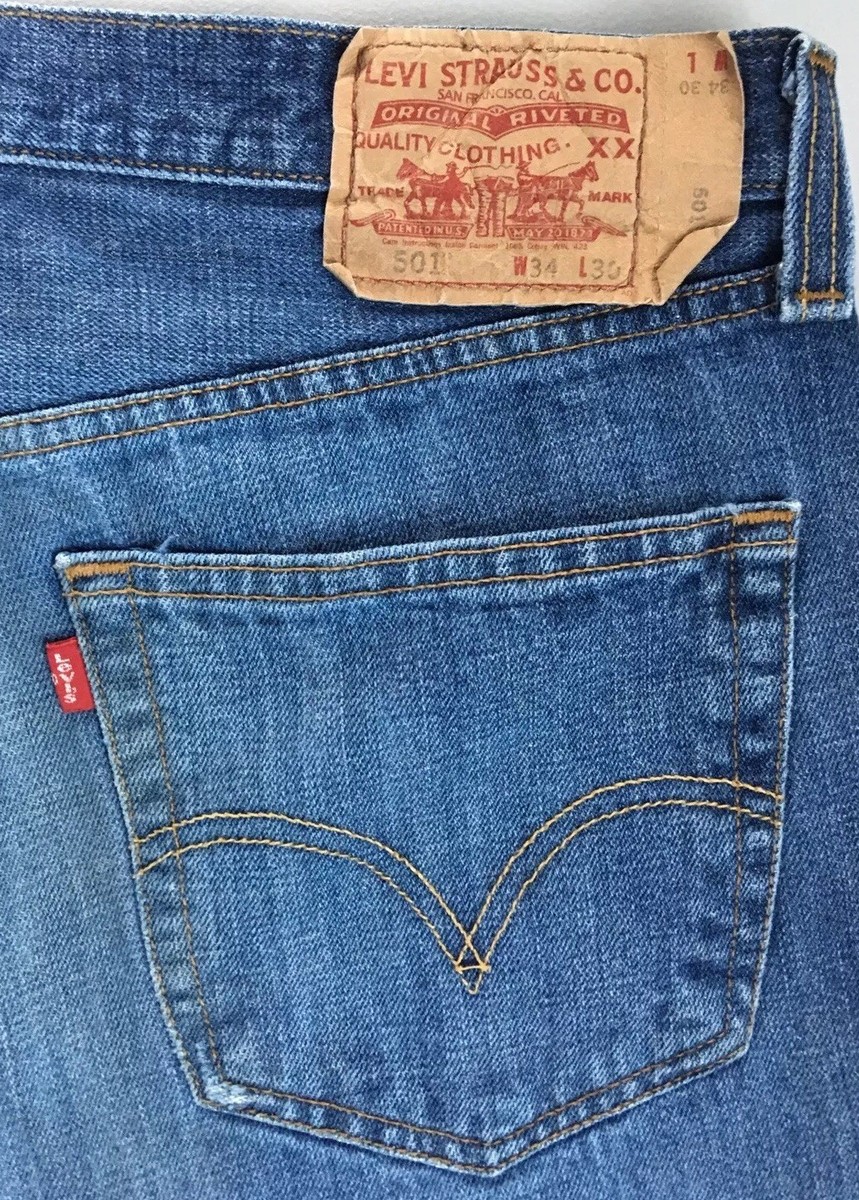 Levis 501 Vintage Button Fly W34 L30 Inseam=30 Waistband=36.5 