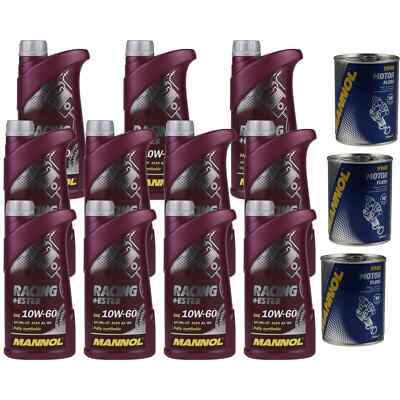 11L Motoröl MANNOL Racing+Ester 10W-60 3x MANNOL Motor Flush ADDITIV