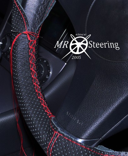 FOR MERCEDES SLK R170 96+ PERFORATED LEATHER STEERING WHEEL COVER RED DOUBLE STT - Picture 6 of 6