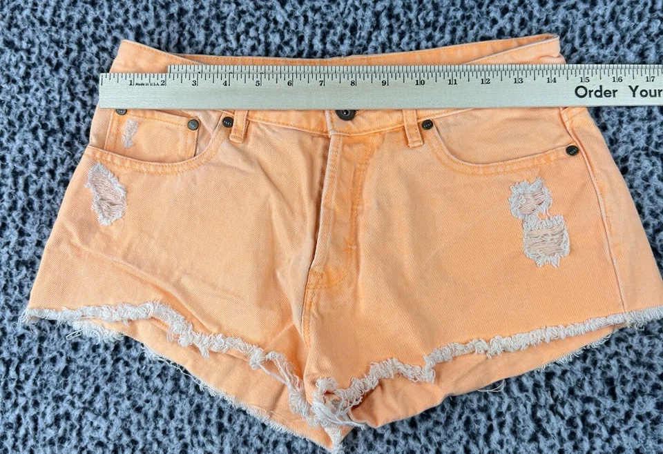 Pantalones Cortos Roxy 28 Cortes Denim Naranja Botón Mosca Informales Damas Foto 3 de 4