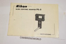 NIKON PS-5 SLIDE COPYING ADAPTER INSTRUCTION MANUAL GUIDE BOOK ORIGINAL GENUINE