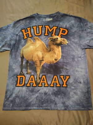 The Mountain ''Hump Daaay'' Camel Funny Quote Dark Blue T Shirt XL