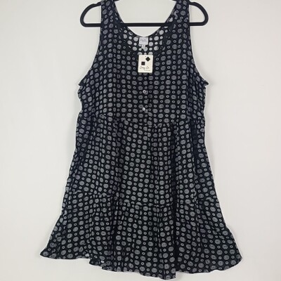 NEW Cozy Co Boho Anthro Geometric Black Tiered Skirt Dress Size XS NWT