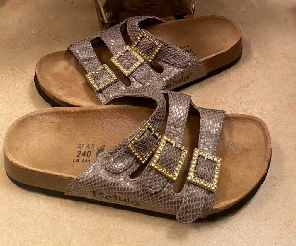 Betula By Birkenstock Women's Snakeskin Three Crystal Buckle