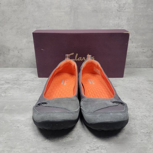 Womens Size 7 Flats CLARKS haley Slip On Ballet Cameo Grey Orange Shoes New - Picture 2 of 10