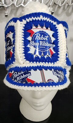 Vintage Pabst blue ribbon Beer cap 1970's - 80's yarn / tin can
