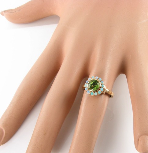 PILLBOX 9K 9K GOLD PERIDOT OPAL POISON LOCKET ART DECO INS RING FREE RESIZE - Picture 9 of 9