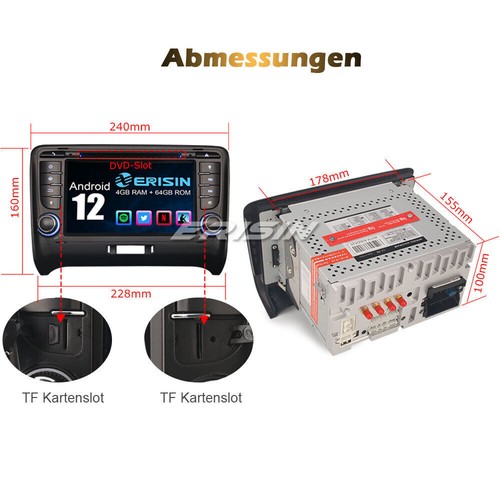 8-Kern 64GB Android 14 GPS Autoradio Navi für AUDI TT MK2 CD DAB+ CarPlay BT 5.0 - Bild 12 von 12