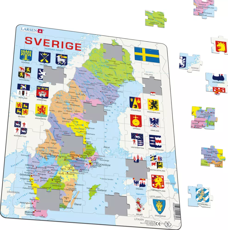 Politica Mappa Svezia - Telaio/Tavola Puzzle 29cm x 37cm ( Lrs A7-SE)