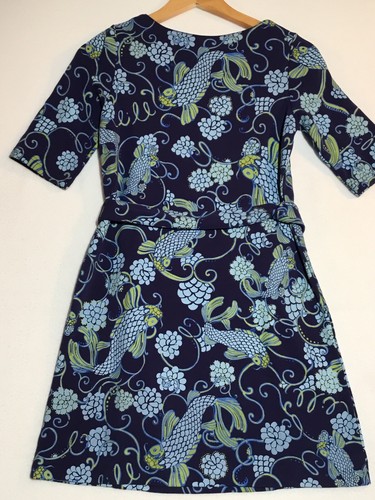 Lilly Pulitzer Don’t Be Koi Dress Girls XL Blue Fish Belted Knee Length - Picture 5 of 8