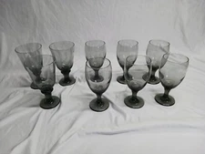 Libbey Vintage Goblet Glass cups Grey Smokey Glass Lot Of 9