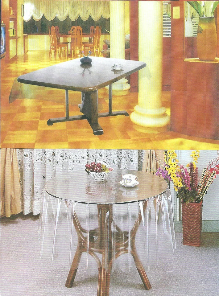 Vinyl Tischdecke abwaschbar Transparent ECKIG, OVAL, RUND Tischtuch OVP - Bild 1 von 1